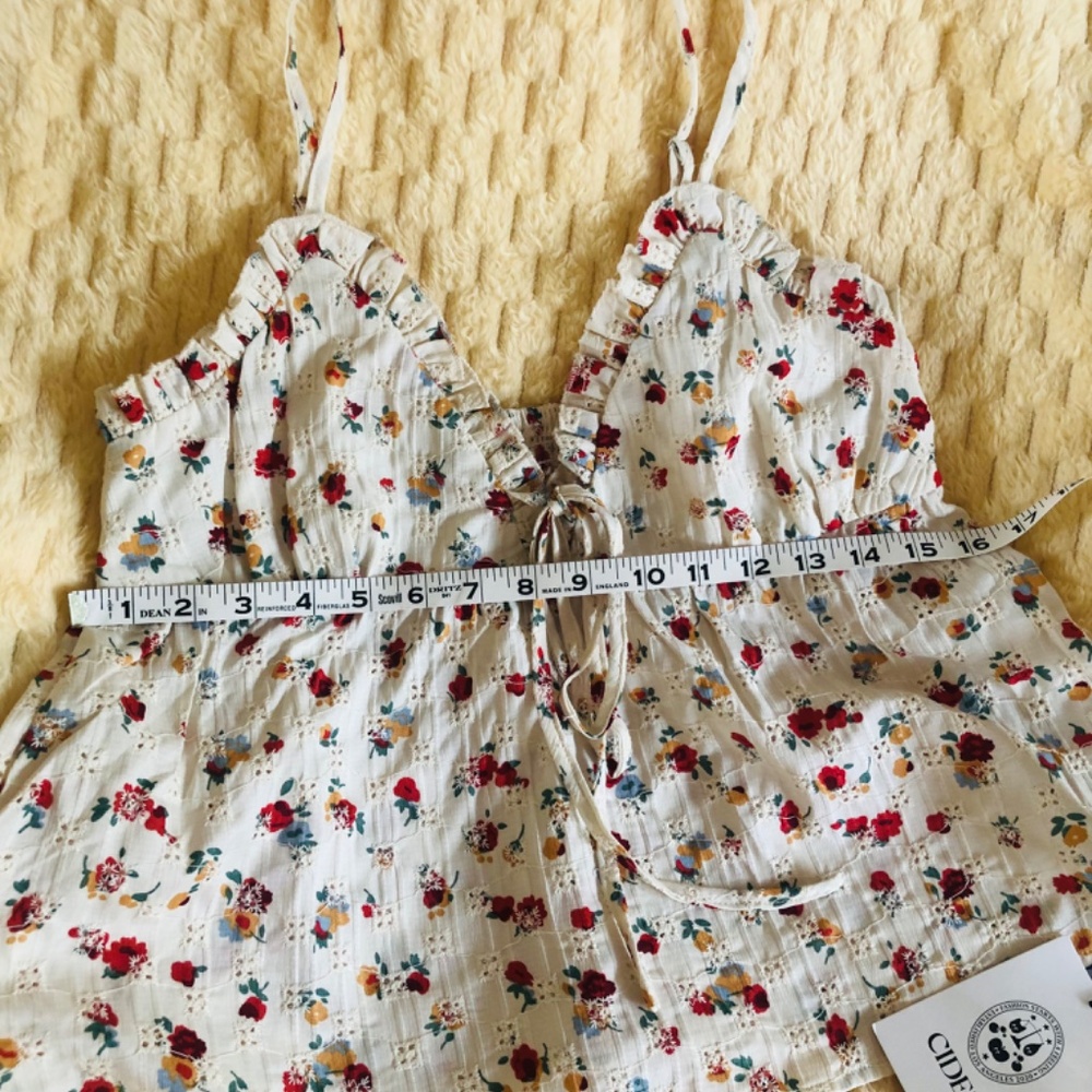 Cider Cream Floral Ruffle Tie-Front Tank Top - Picture 4 of 8